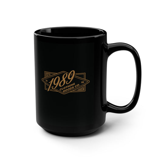 Vintage 1989 Black Coffee Mug - 15oz Ceramic Cup for Coffee Lovers