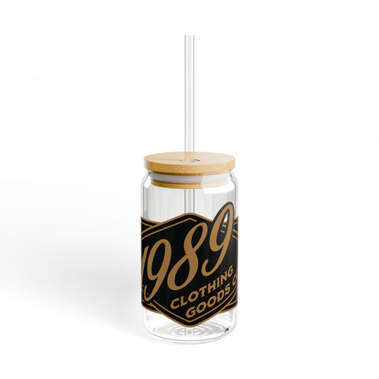 Stylish 1989 Sipper Glass - 16oz with Bamboo Lid and Straw